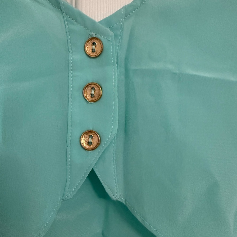 NWT Aaron Ashe Butterfly Open Back Silk Aqua Top Size XS - Picture 3 of 3